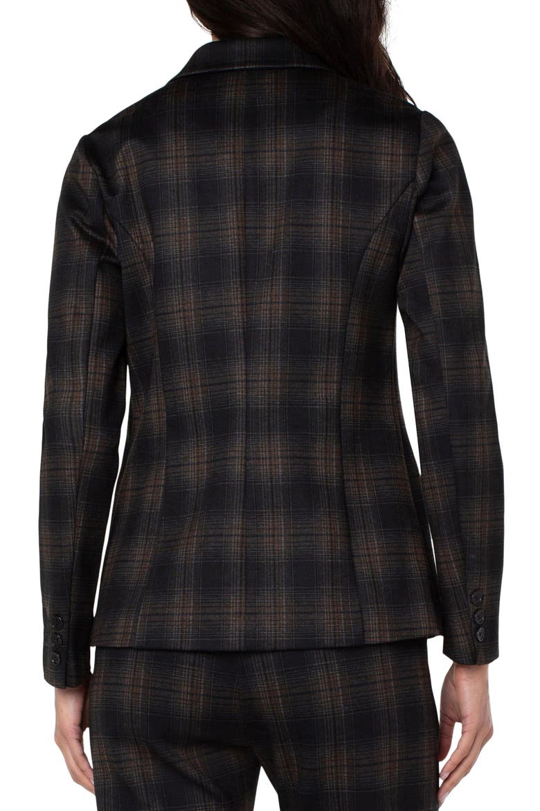 Plaid Fitted Blazer, Alternate, color, COFFEE BEAN