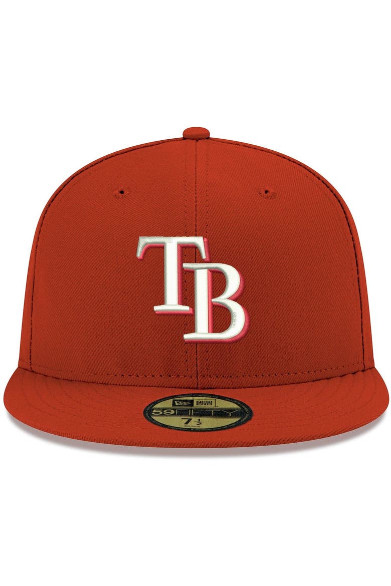 Men's New Era Red Tampa Bay Rays White Logo 59FIFTY Fitted Hat, Alternate, color, Red