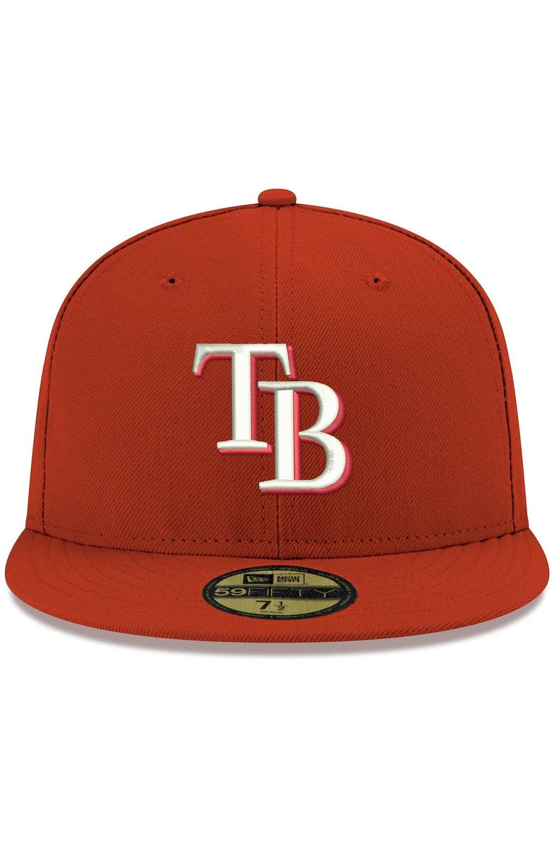 New Era Men's New Era Red Tampa Bay Rays White Logo 59FIFTY Fitted Hat, Alternate, color, Red