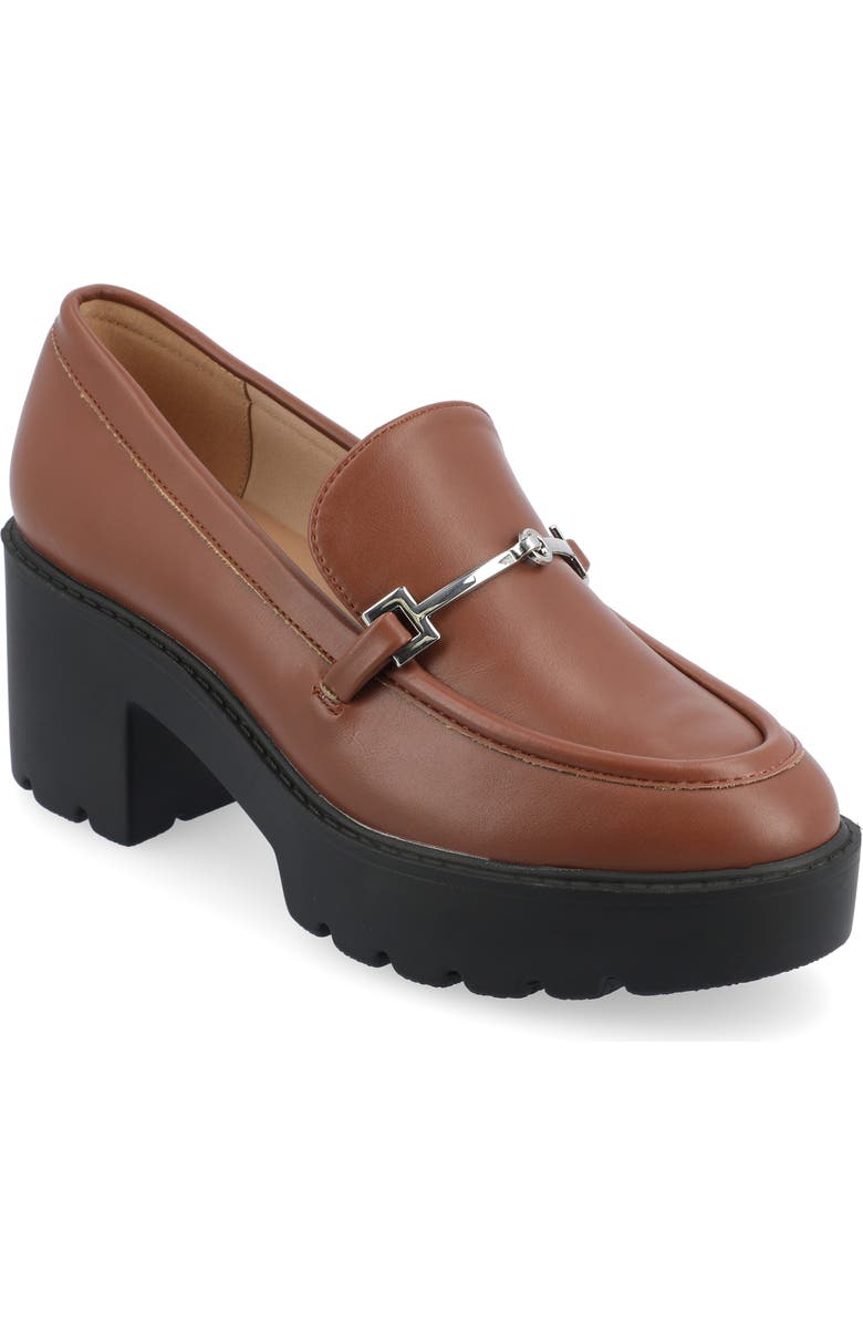 Journee Collection Kezziah Platform Loafer Pump, Main, color, Brown