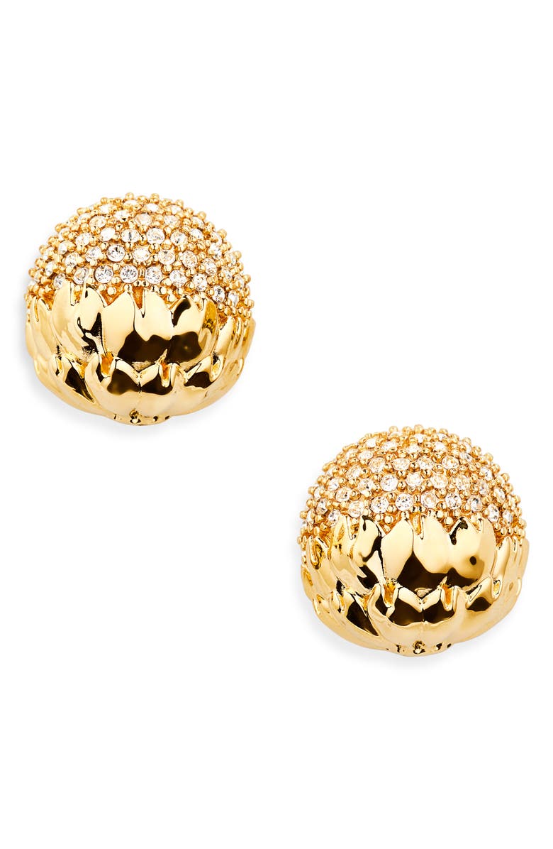 Oscar de la Renta Artichoke Pavè Stud Earrings, Main, color, Crystal