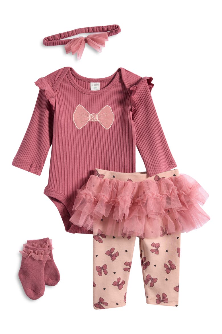 Bodysuit, Leggings, Socks & Headband Set, Main, color, BOWS