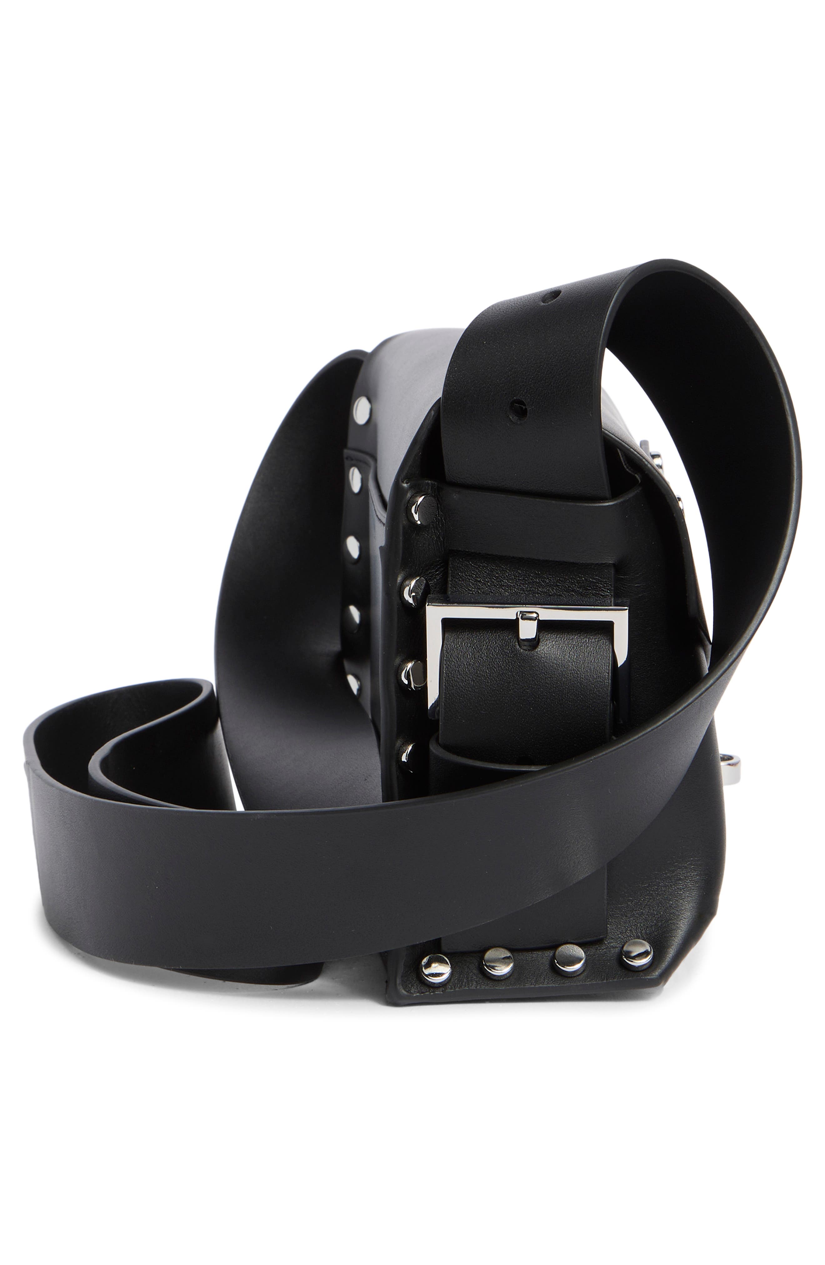 AllSaints Miro Leather Satchel, Alternate, color, Black