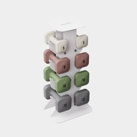 SafeGrip Dumbbells Medium Set with Light Rack - 5, 8, 10, 12 lbs