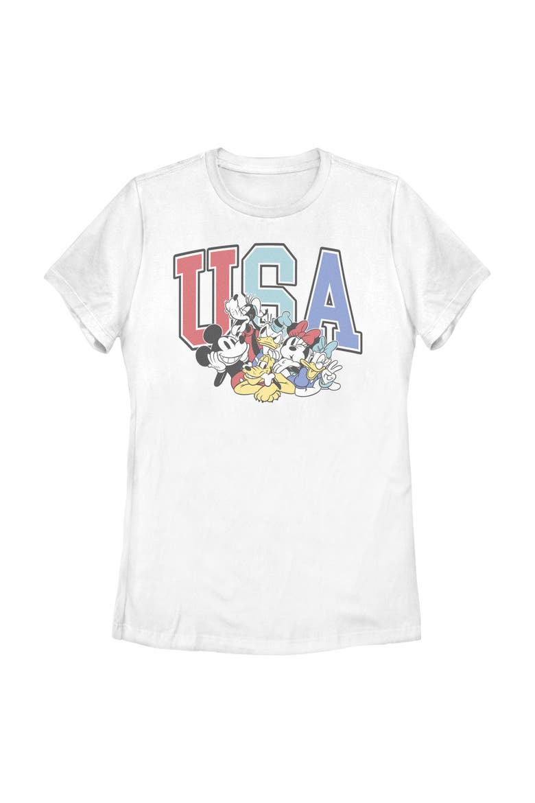 Women's Mickey & Friends The American Dream Team  Graphic T-Shirt, Main, color, White