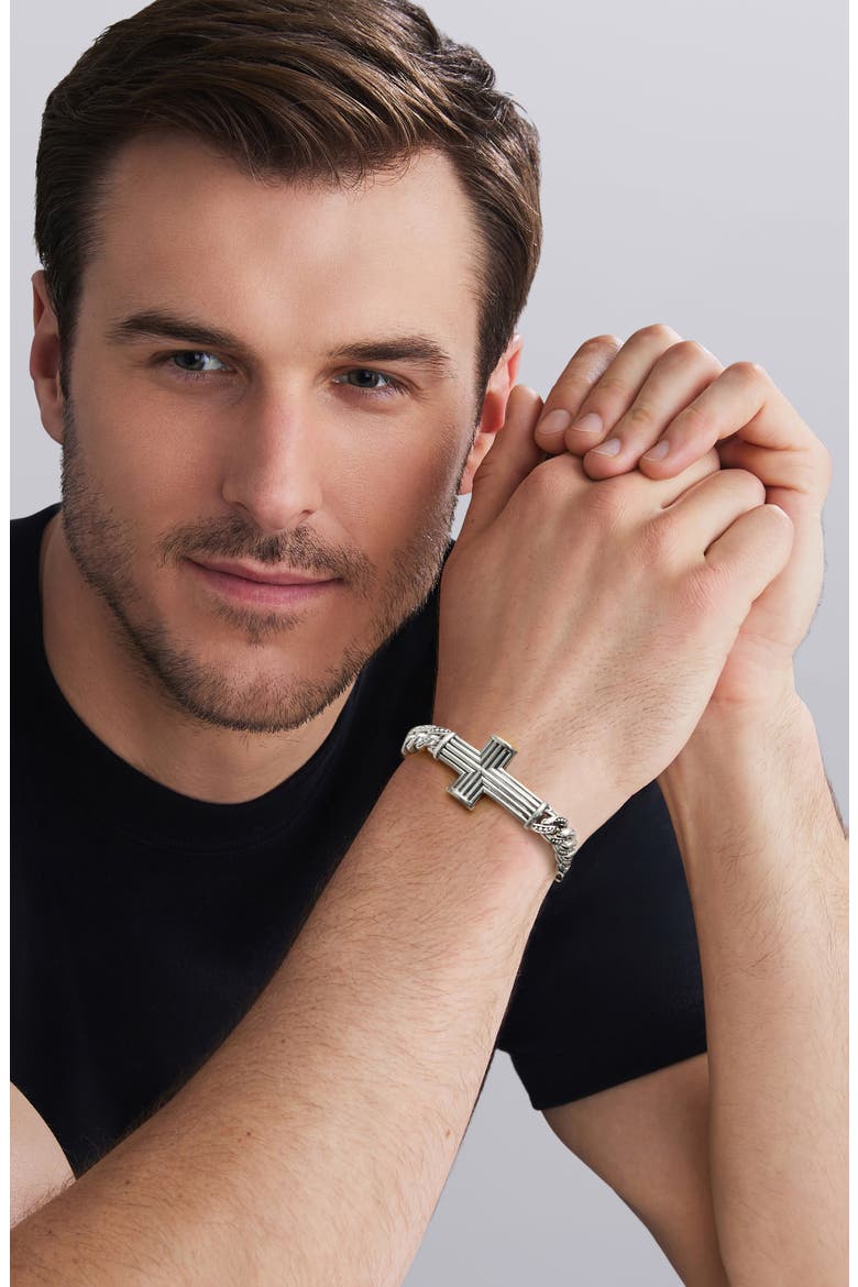 Men's Anthem Cross Link Bracelet, Alternate, color, SILVER
