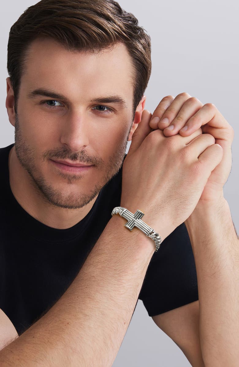 LAGOS Men's Anthem Cross Link Bracelet, Alternate, color, Silver