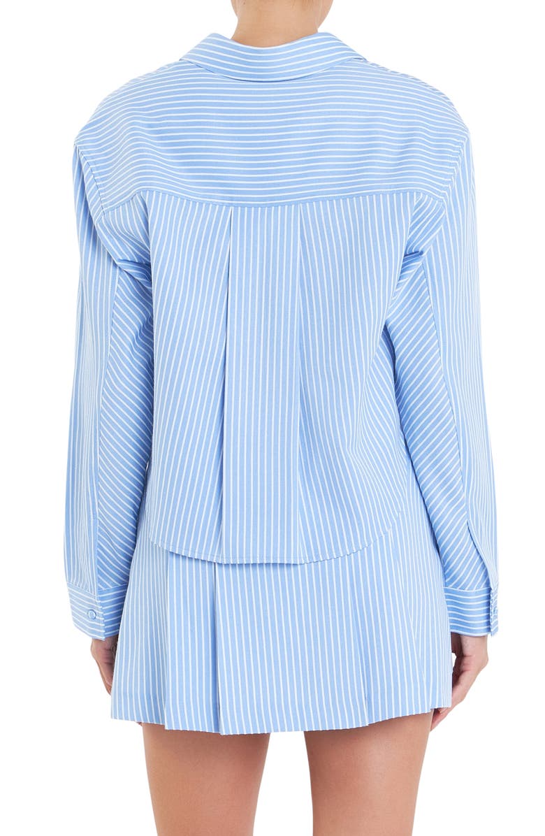 English Factory Sports Club Stripe Crop Button-Up Shirt, Alternate, color, 