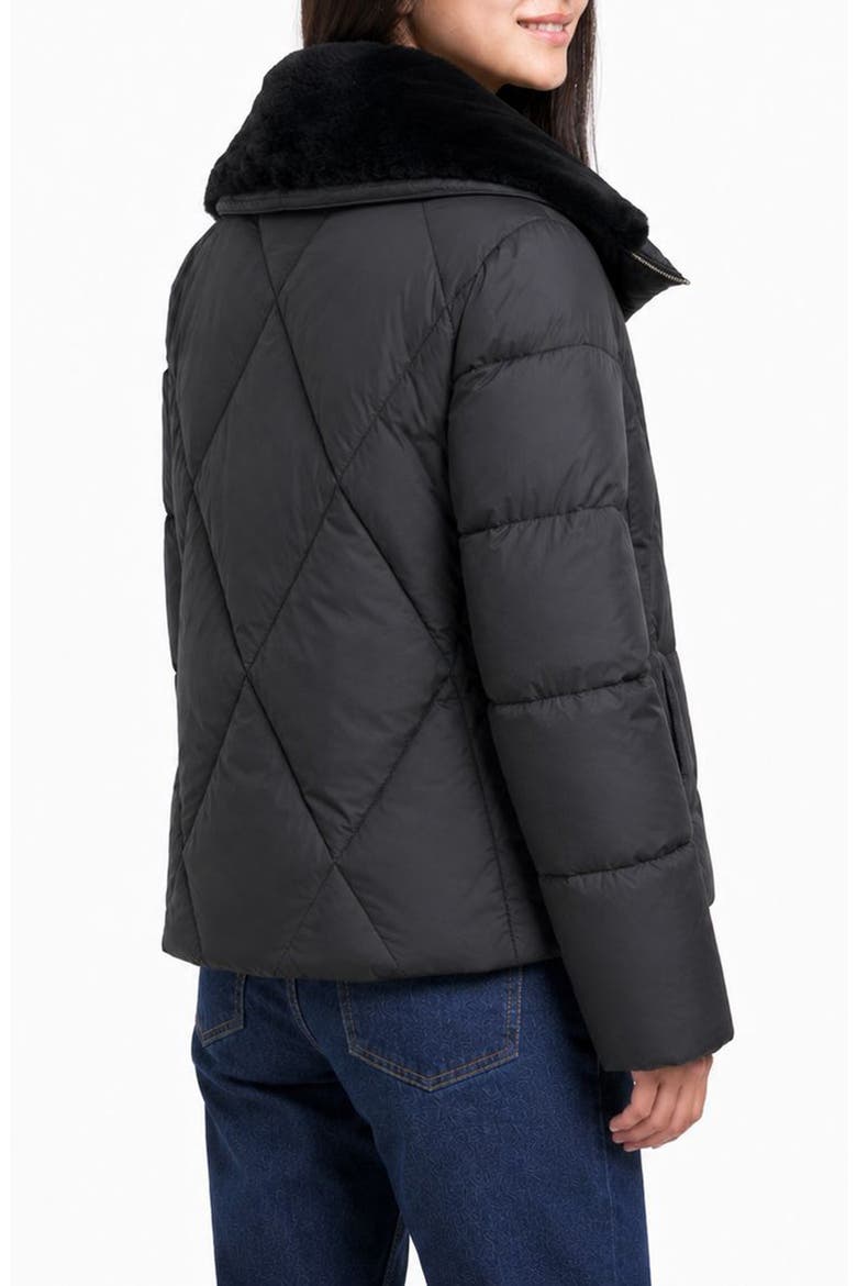 Genuine Shearling Collar 700 Fill Power Down Jacket, Alternate, color, BLACK