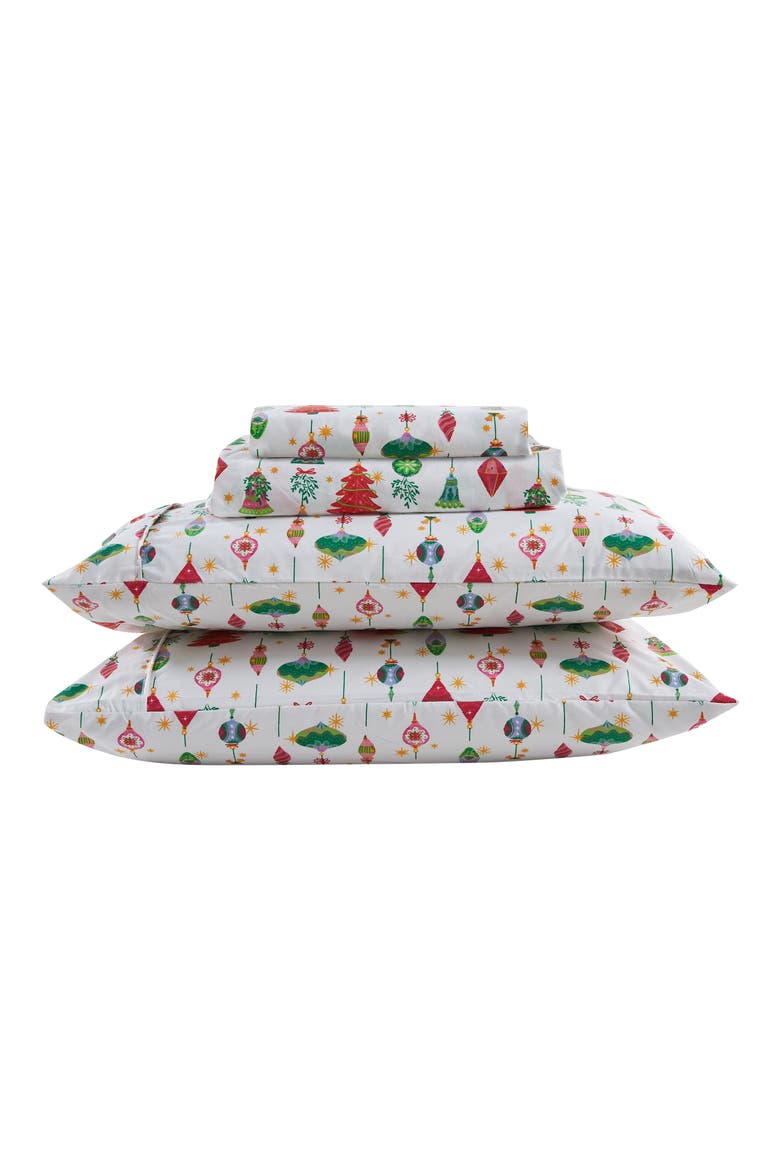 Print Microfiber Sheet Set, Main, color, TWINKLING ORNAMENTS