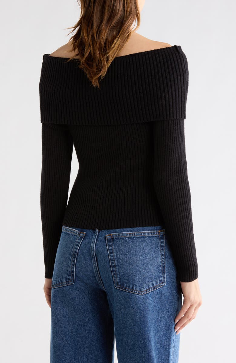 BLANKNYC Off the Shoulder Rib Sweater, Alternate, color, Black