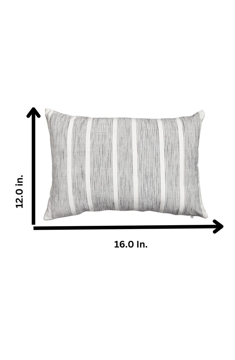 tag Black Woven Linea Stripe Lumbar Cotton Accent Throw Pillow, Alternate, color, Black