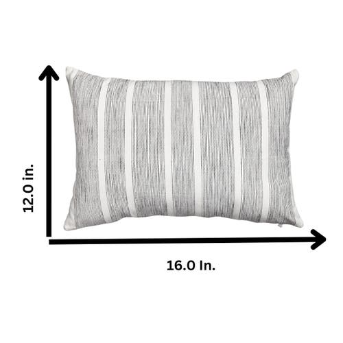 Tag Black Woven Linea Stripe Lumbar Cotton Accent Throw Pillow In Gray