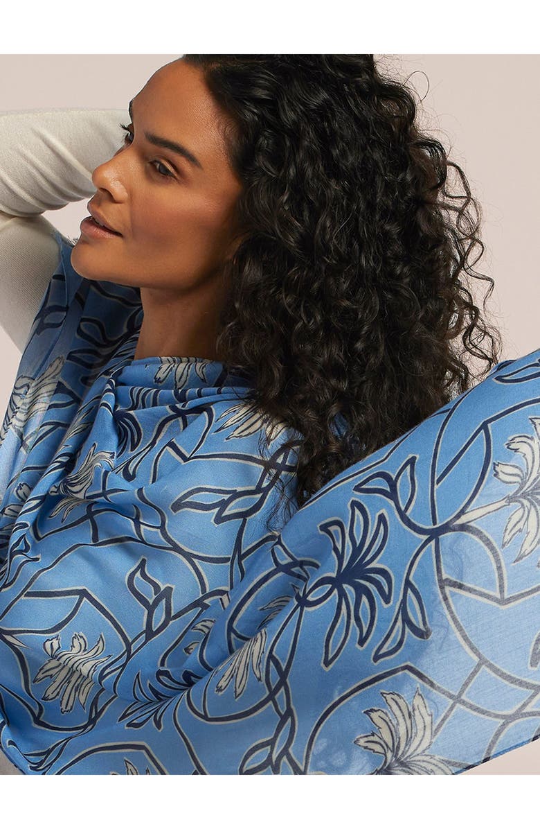 Tori Richard Palm Royale Scarf, Alternate, color, Chambray