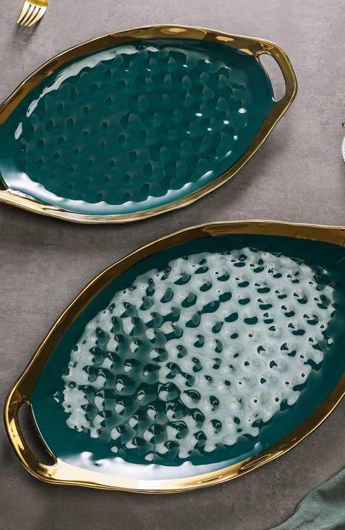 Stone Lain Florian Porcelain 2-piece Serving Plate Set In Blue