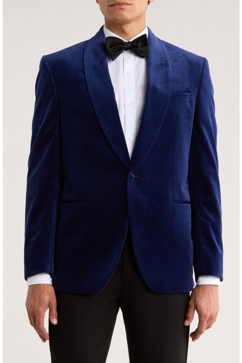 Edison Cotton Stretch Velvet Dinner Jacket, Main, color, BLUE