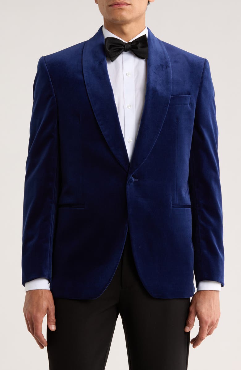 Jack Victor Edison Cotton Stretch Velvet Dinner Jacket, Main, color, Blue