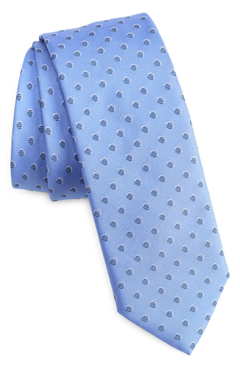 BOSS Neat Dot Silk Skinny Tie, Main, color, Lt Past/Bu
