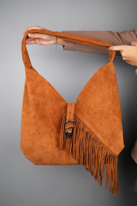 Rosalin Leather Tassel Shoulder Bag (Women)