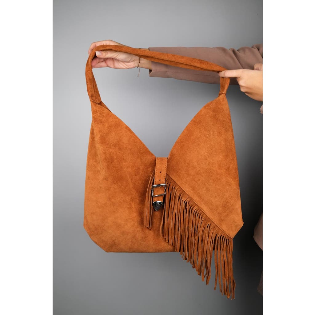 Forever & Always Shoes Rosalin Leather Tassel Shoulder Bag In Orange
