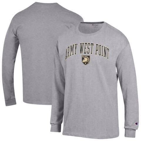 Men's Champion  Heather Gray Army Black Knights Arch Over Logo Long Sleeve T-Shirt