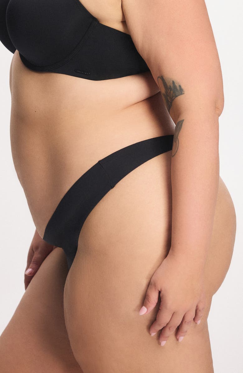 SAVAGE X FENTY Microfiber No-Show Thong, Alternate, color, Black Caviar