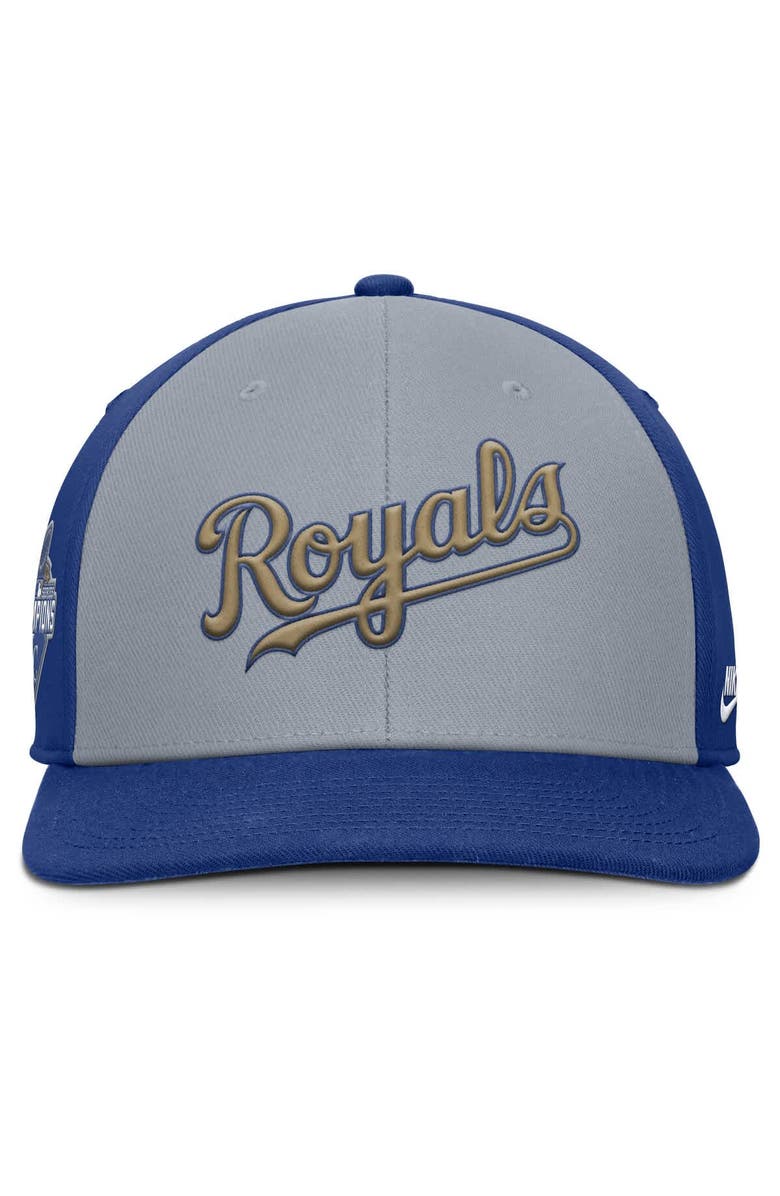 Nike Men's Nike Gray/Royal Kansas City Royals Pro Performance Snapback Hat, Alternate, color, Gray