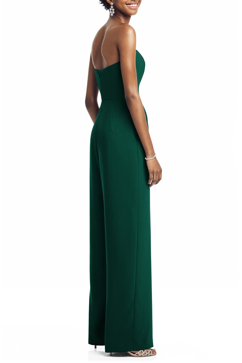 Strapless Crepe Jumpsuit, Alternate, color, HUNTER