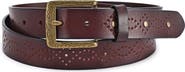 OLD TREND Daisy Genuine Leather Perforated Floral Detail Belt