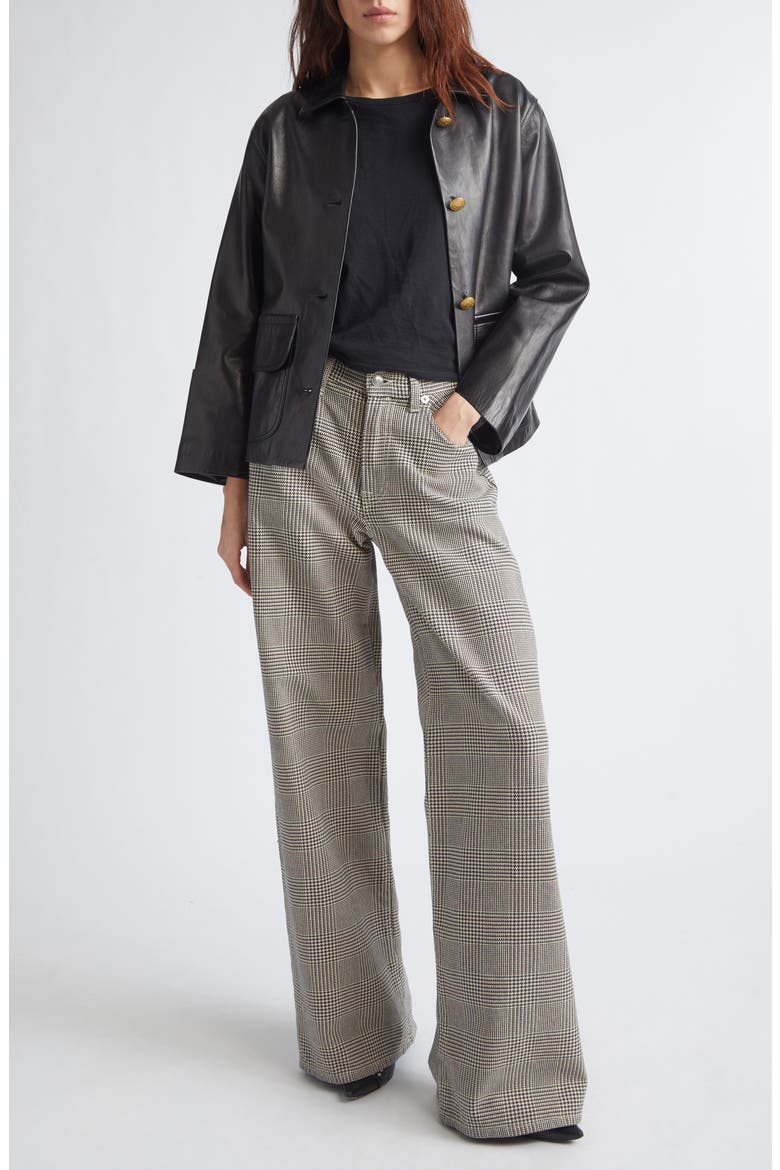Relaxed Crop Leather Jacket, Alternate, color, BLACK