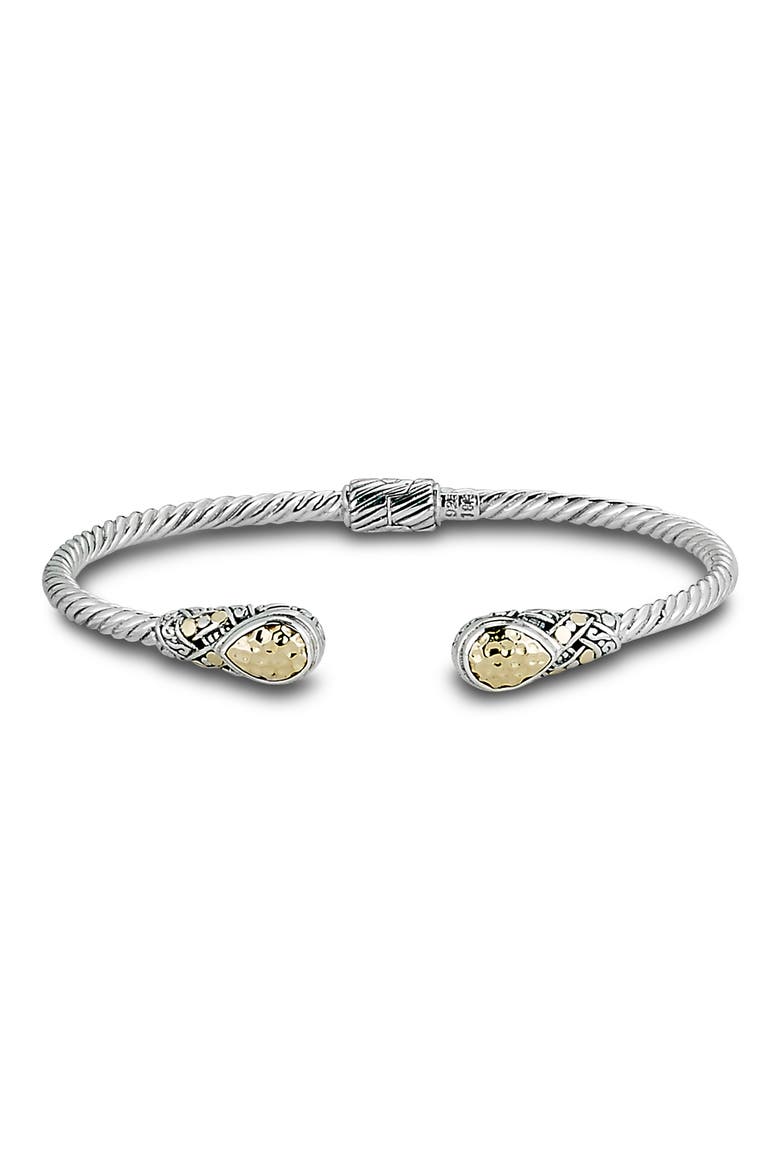 Sterling Silver Twist Cable Cuff Bracelet, Main, color, SILVER/ GOLD