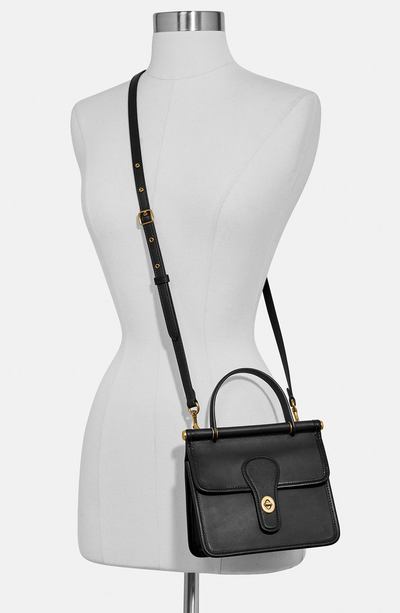 The Coach Originals Willis Leather Top Handle Bag, Alternate, color, BRASS/ BLACK