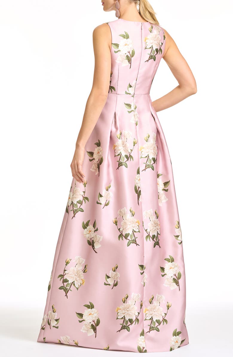 Sachin & Babi Brooklynne Floral Sleeveless Gown, Alternate, color, Rose Quartz Tea