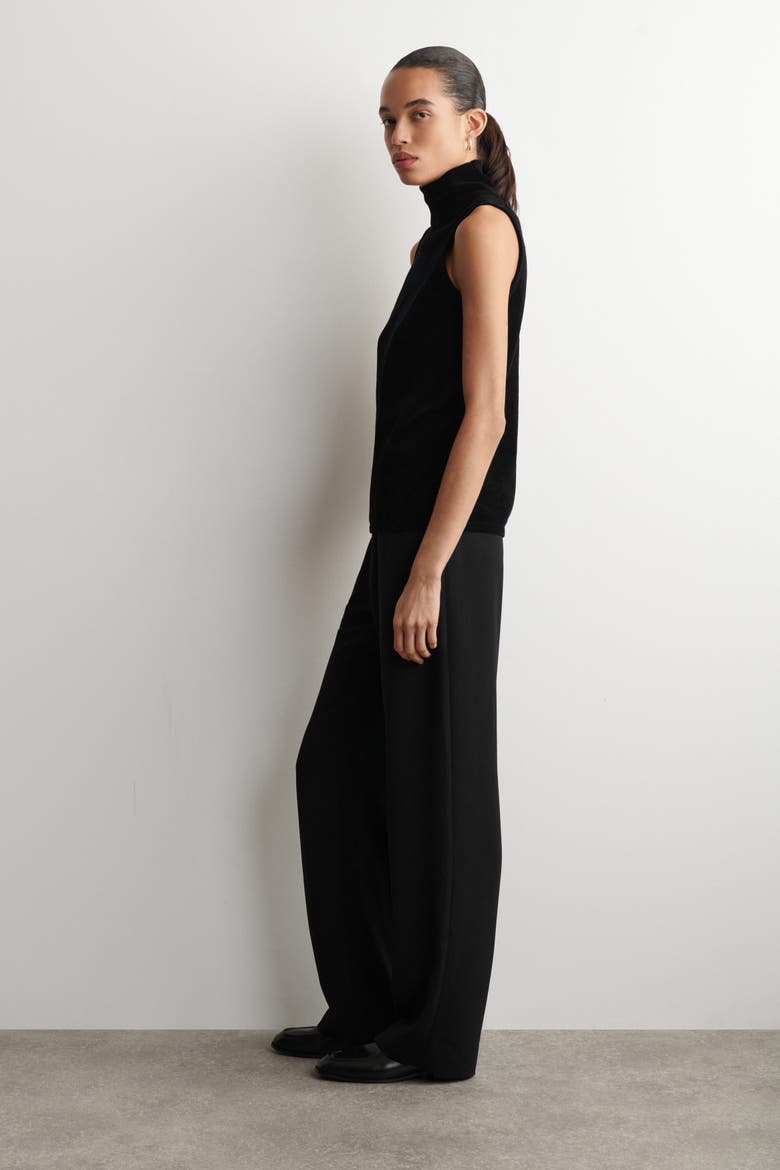 Chenille Mock-Neck Vest, Alternate, color, BLACK