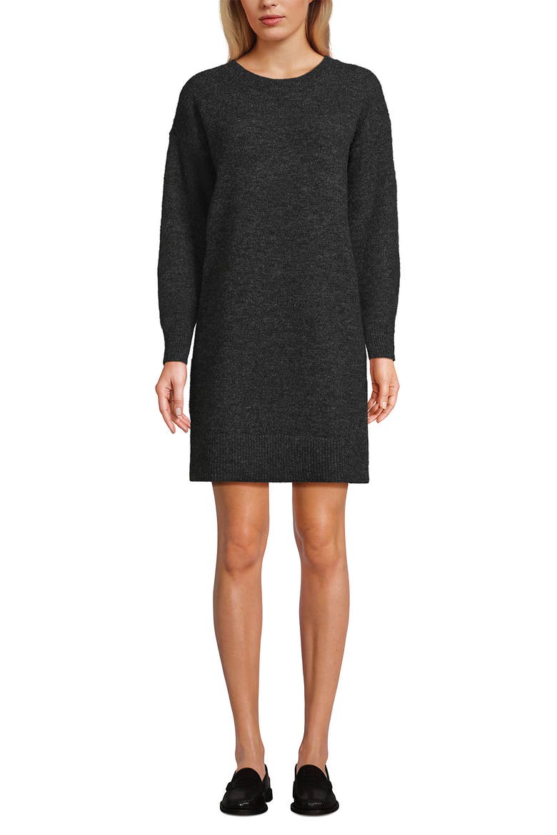 Fuzzy Bow Back Mini Sweater Dress, Main, color, Dark Charcoal Heather