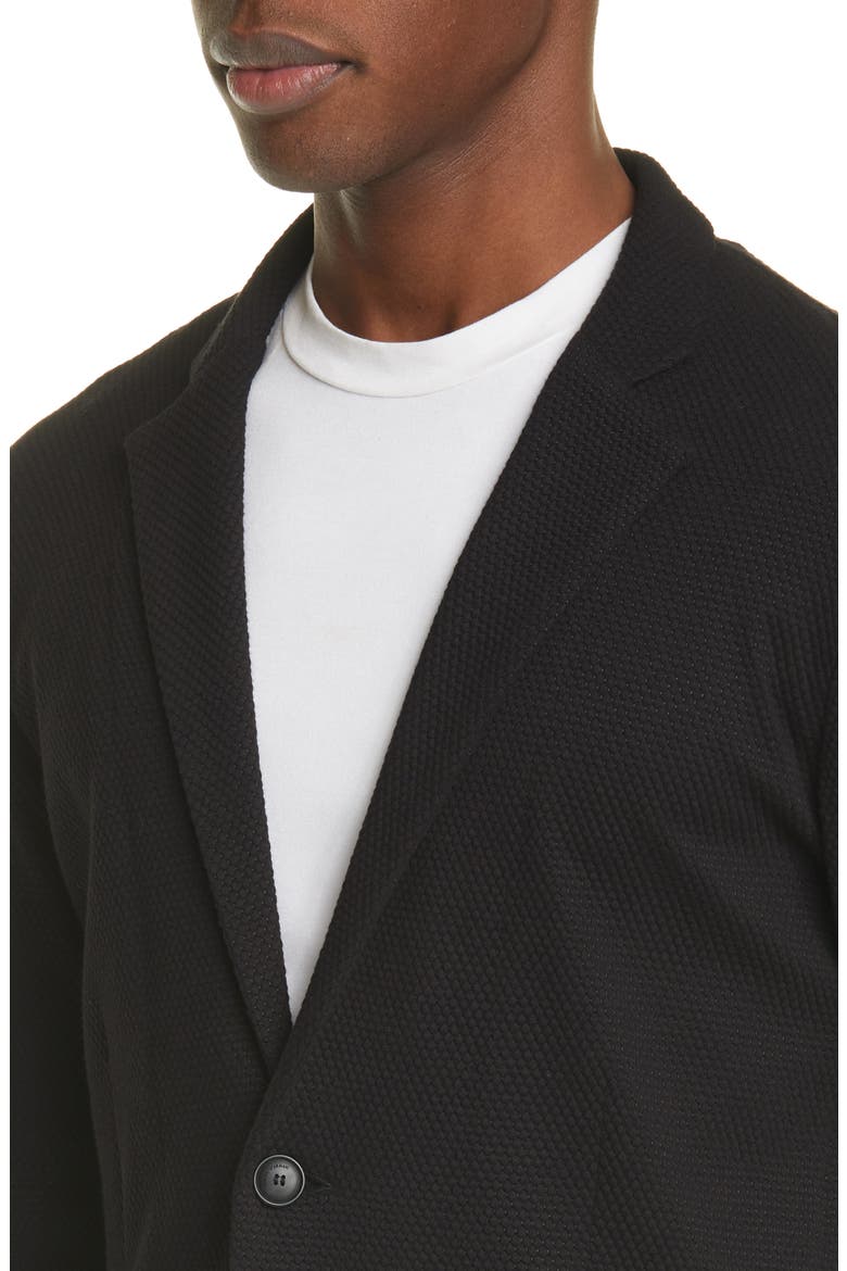 Trim Fit Knit Cotton Blend Blazer, Alternate, color, BLACK