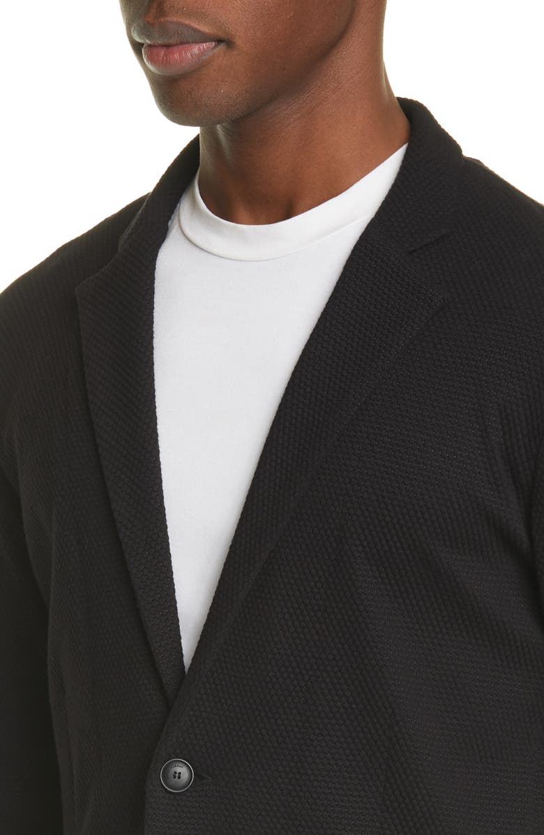 Emporio Armani Trim Fit Knit Cotton Blend Blazer, Alternate, color, 