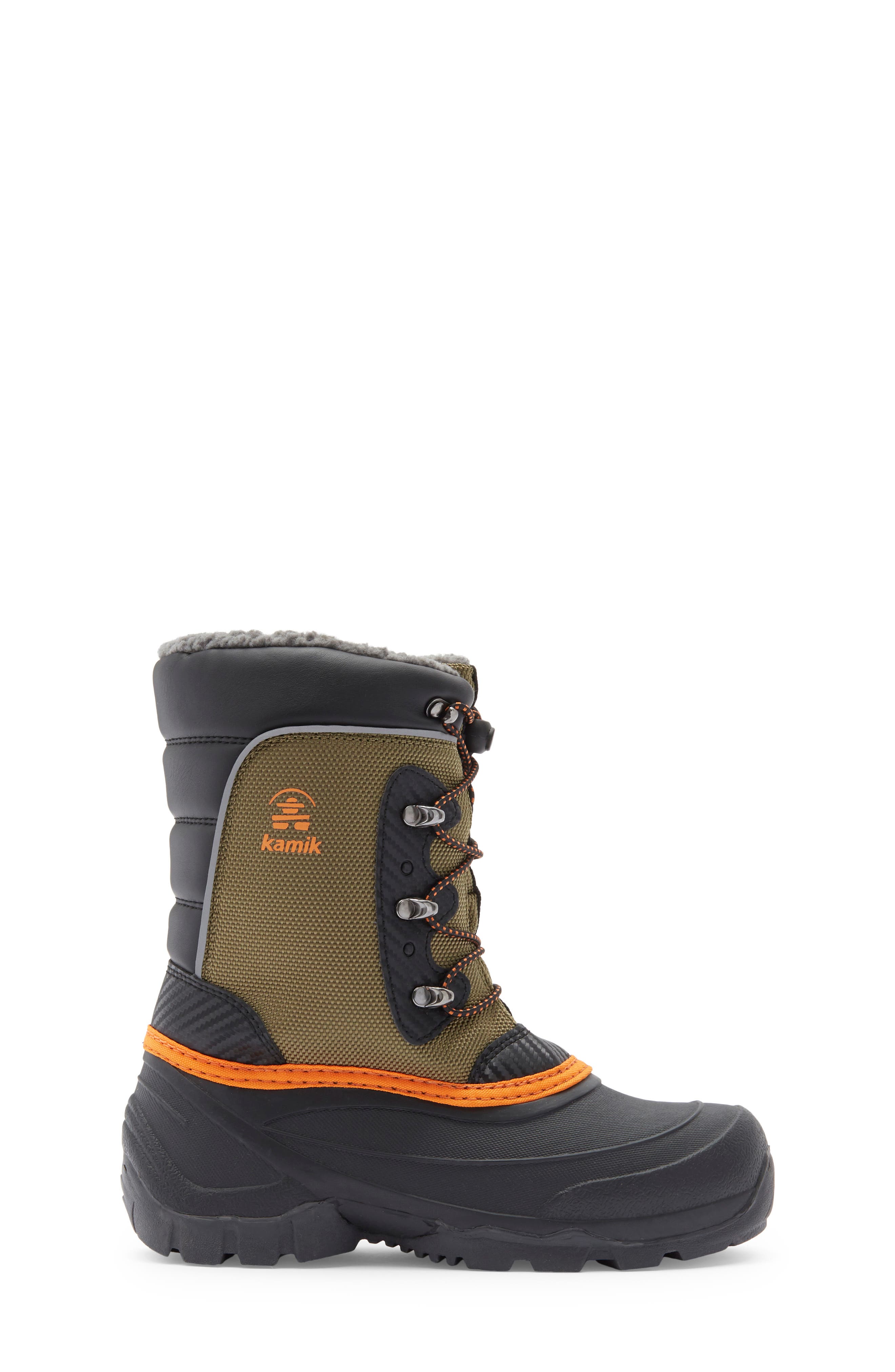 Kamik Kids' Luke 3 Fleece Lined Waterproof Snow Boot, Alternate, color, Olive