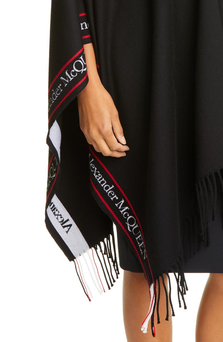 McQueen Alexander McQueen Selvedge Stripe Wool & Cashmere Cape, Alternate, color, 