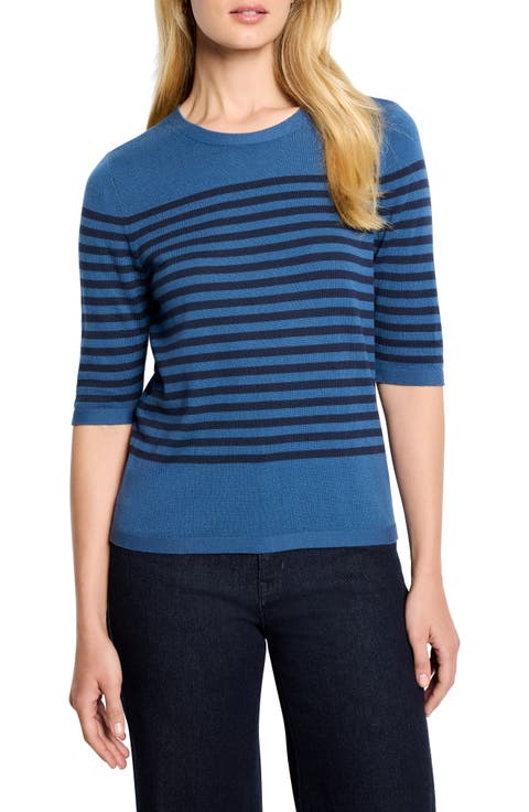 Stripe Sutton Sweater - Blue (Small - 2X)