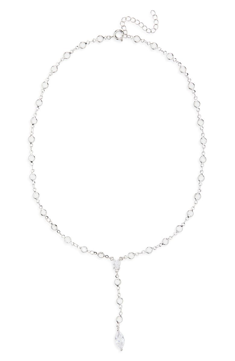 NORDSTROM RACK Y-Drop Bezel CZ Necklace, Main, color, 