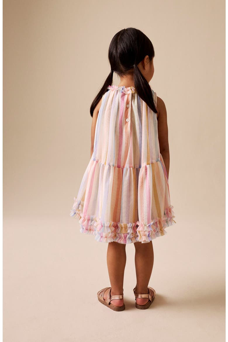 Kids' Mesh Rainbow Stripe Dress, Alternate, color, PINK MULTI