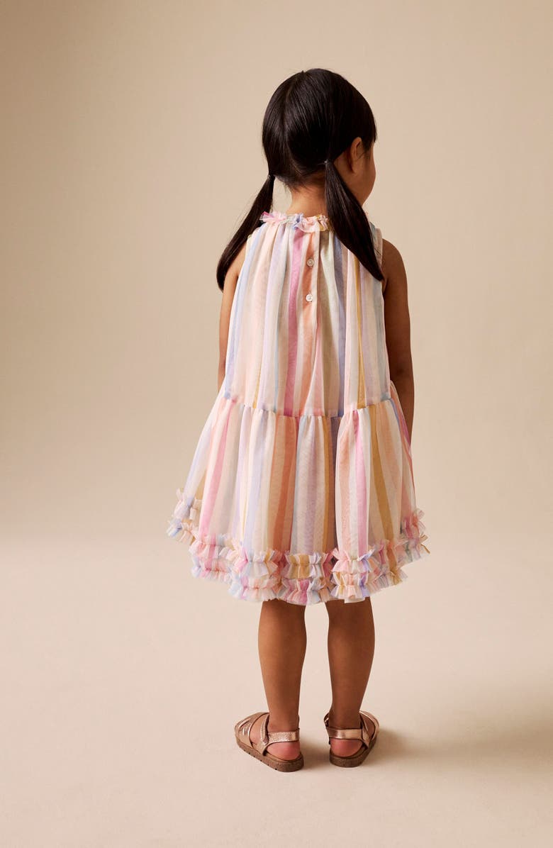 NEXT Kids' Mesh Rainbow Stripe Dress, Alternate, color, Pink Multi