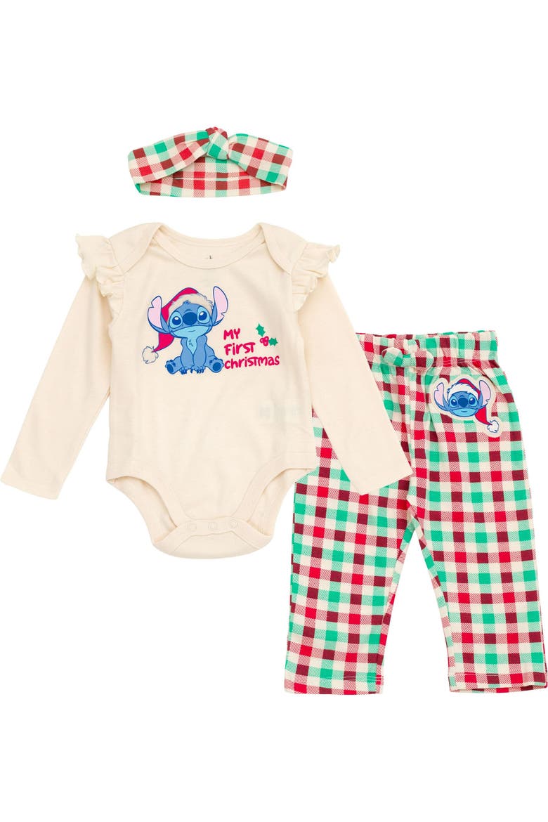 Lilo & Stitch Christmas Bodysuit and Leggings Set, Main, color, Stitch Red Plaid
