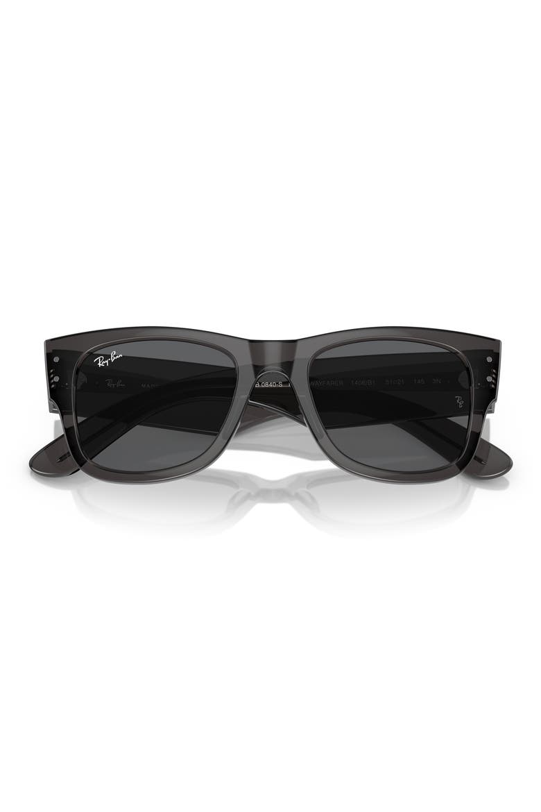 Mega Wayfarer 51mm Square Sunglasses, Alternate, color, TRANSPARENT BLACK / GREY