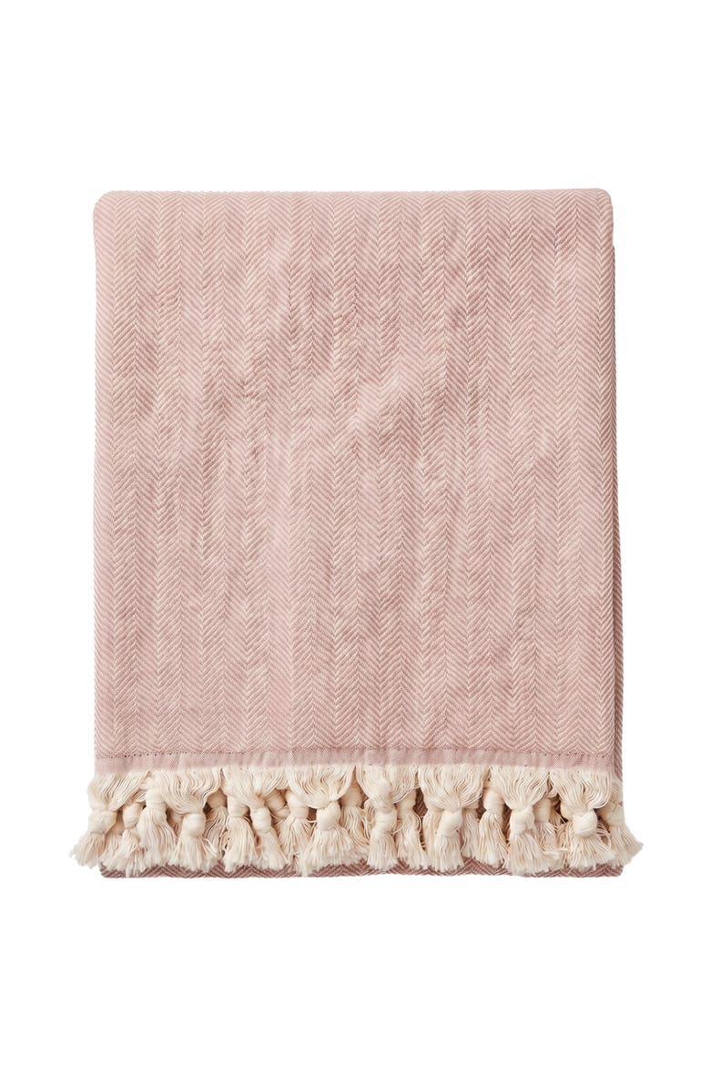 Turkish Cotton Herringbone Throw, Main, color, Palm Beach Pink