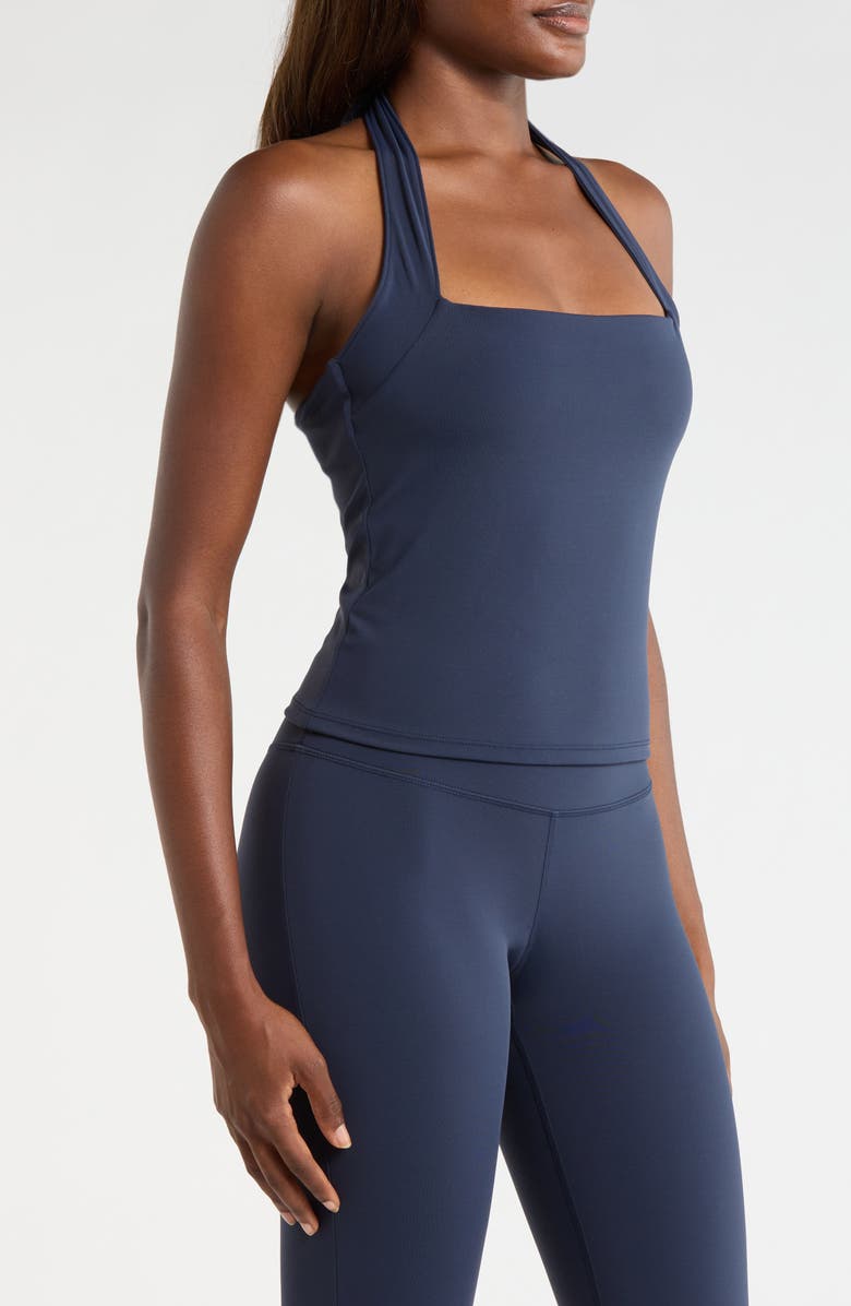 MPG Sculpt Halter Top, Alternate, color, Navy Blazer