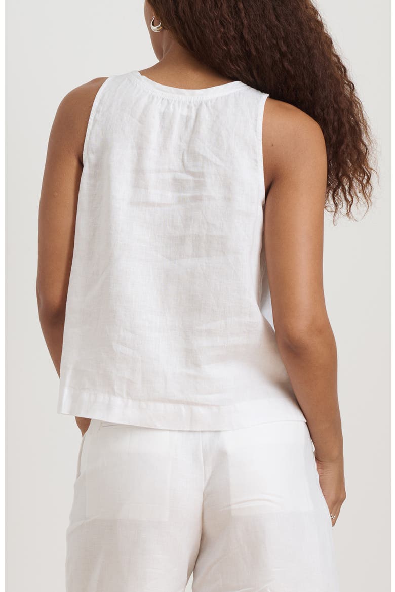 Sidney Tie Neck Sleeveless Linen Top, Alternate, color, WHITE