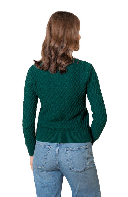 Hope & Henry Organic Herringbone Stitch Cardigan Sweater In Green