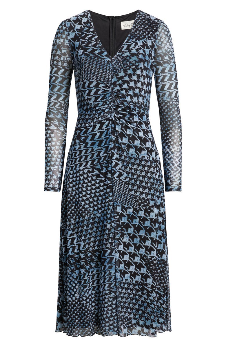 Eliza J Mixed Print Long Sleeve Midi Dress, Alternate, color, 